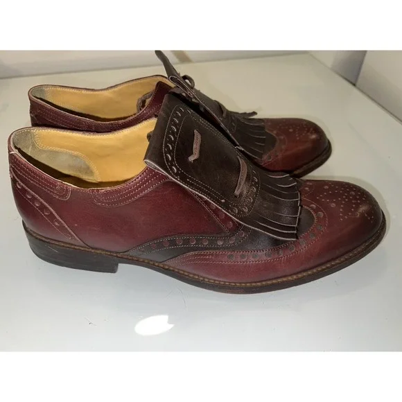 $1,150.00 George Esquivel Vanas Burgundy/Brown leather lace up oxfords Size 10